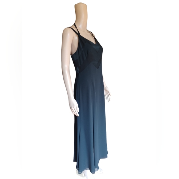 Gillian Womens Sleeveless Flowing Black Maxi Dress Semisheer V Neck Size 4 - Picture 7 of 11